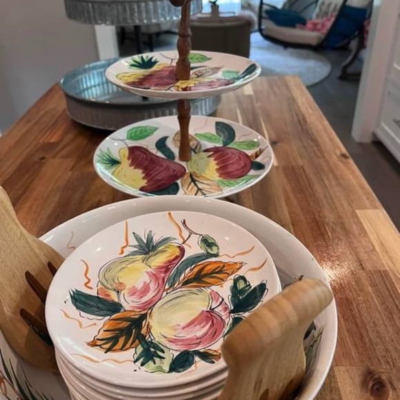 Vintage Hand Painted Japan Fruit Salad Bowl Set 14 Plates are listed sep d/t wt - Picture 7 of 9